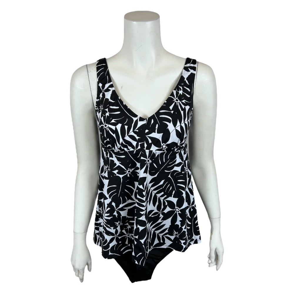 Kim Gravel x Swimsuits For All Flowy Tankini and Brief Set Onyx Palm Size 18W